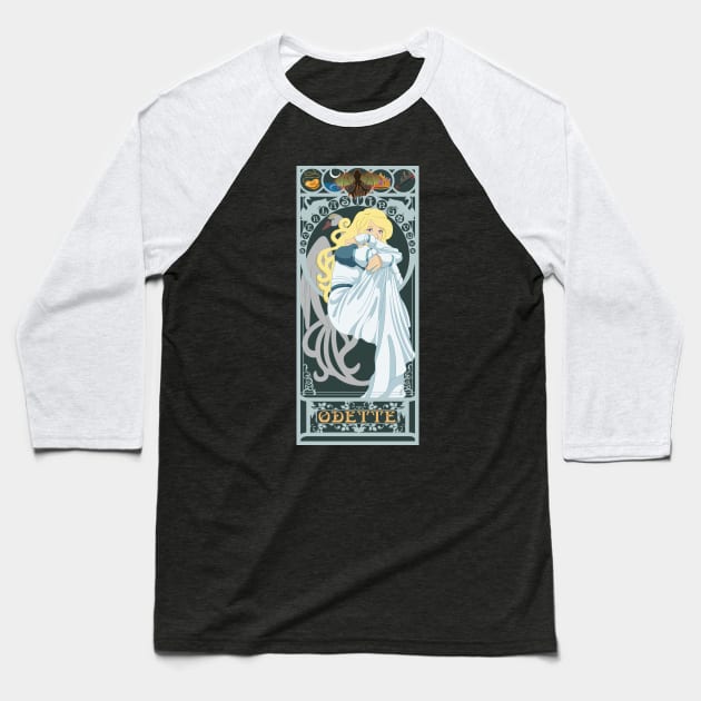 Odette - art nouveau - Swan Princess Baseball T-Shirt by captainlaserbeam